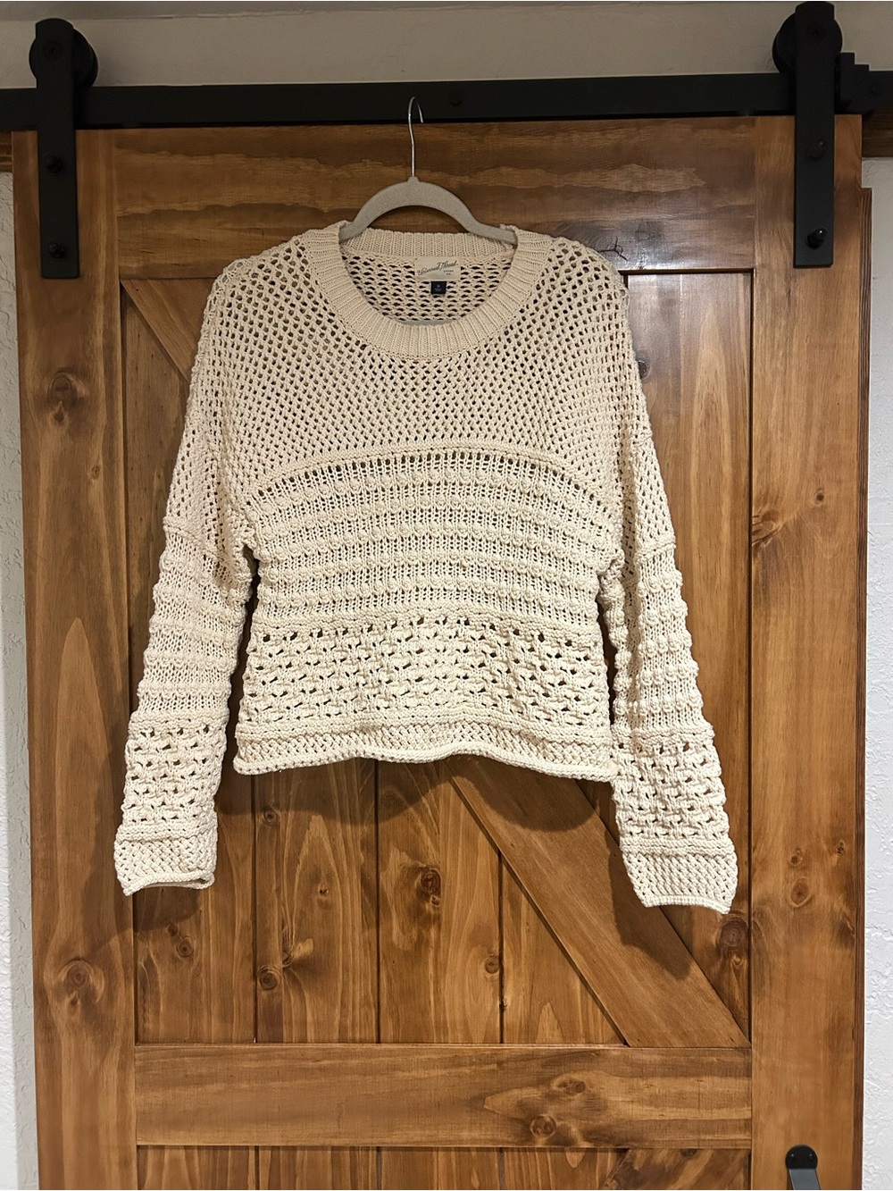 Universal Thread Cream Open-Knit Crewneck Sweater